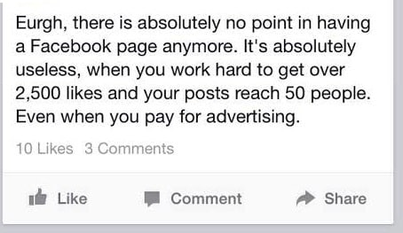 Facebook organic reach declines for a bar