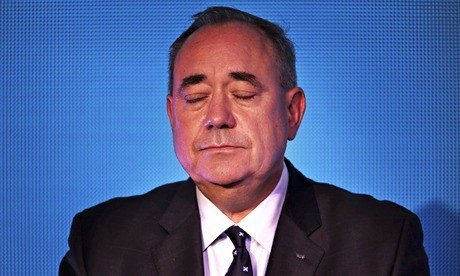 First Minister Alex Salmond concedes defeat at the Dynamic Earth in Edinburgh in front of his suppor