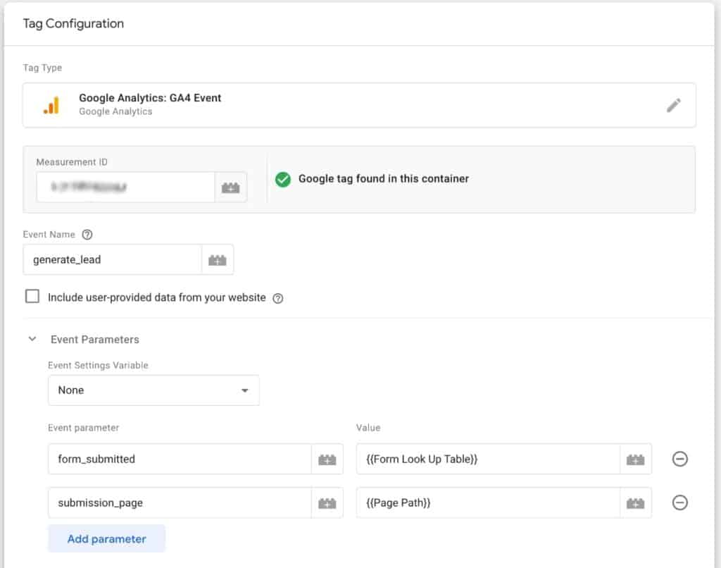 GTM form submission tag