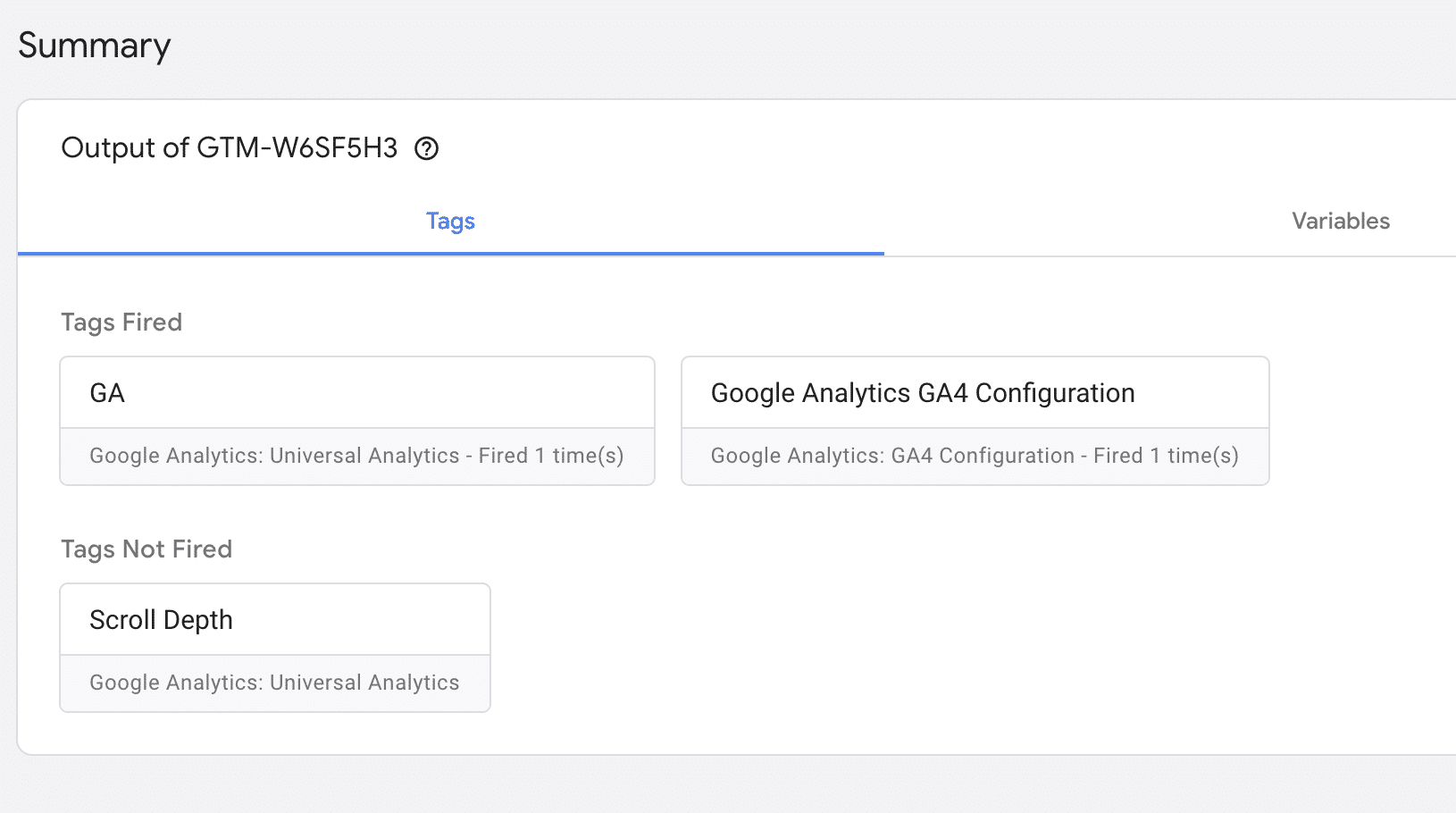 GTM preview scroll tag