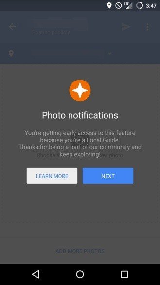 Screenshot of Google Maps Foodie Snaps
