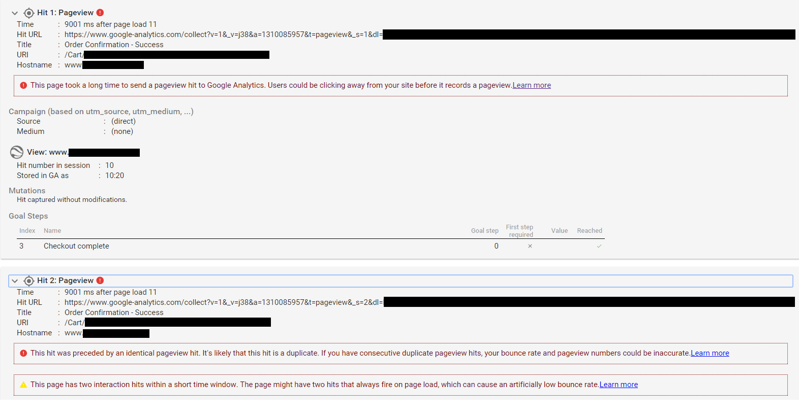 Google Tag Assistant - Issues - Detailed