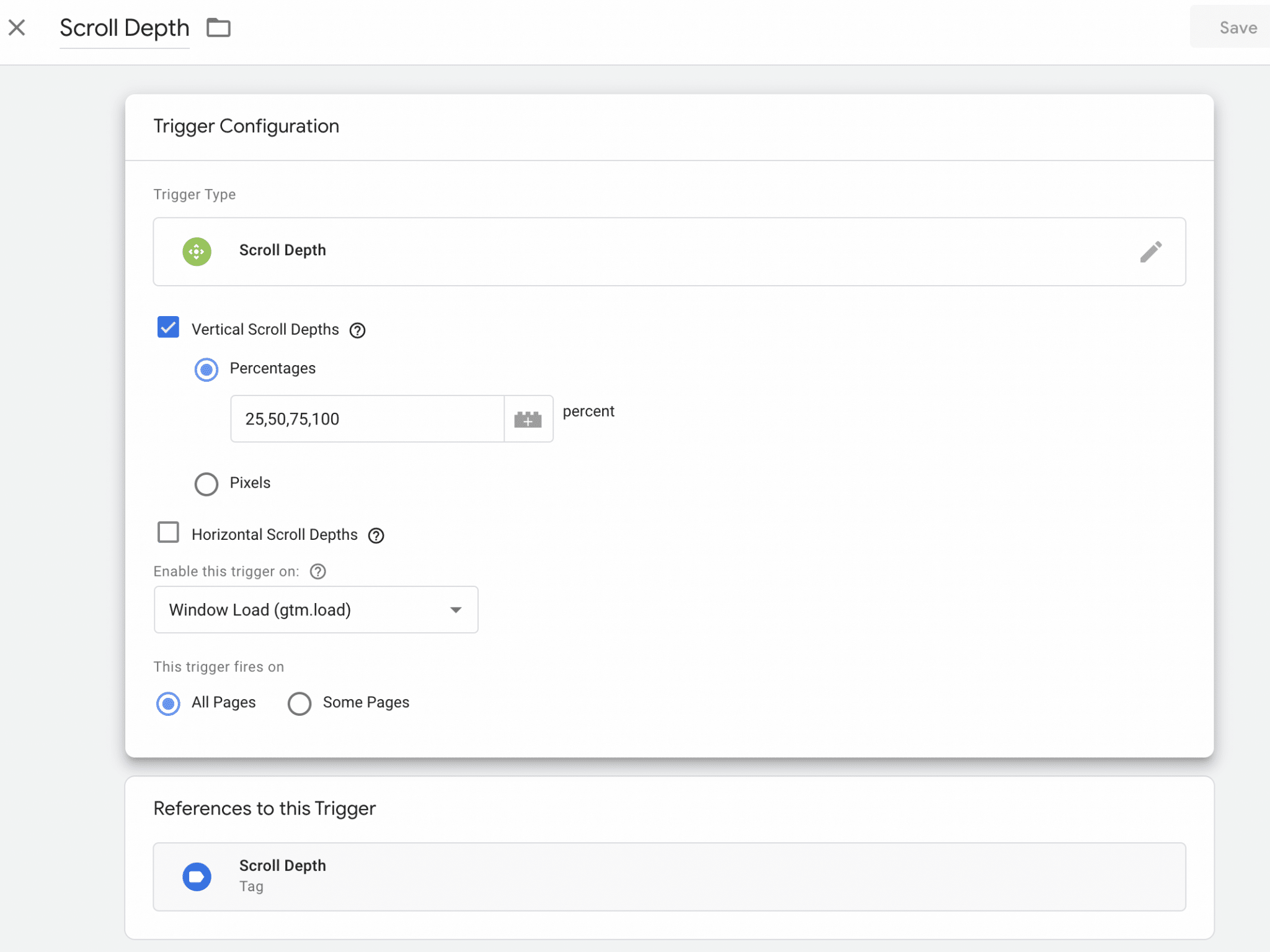 Google Tag Manager Scroll Depth Trigger