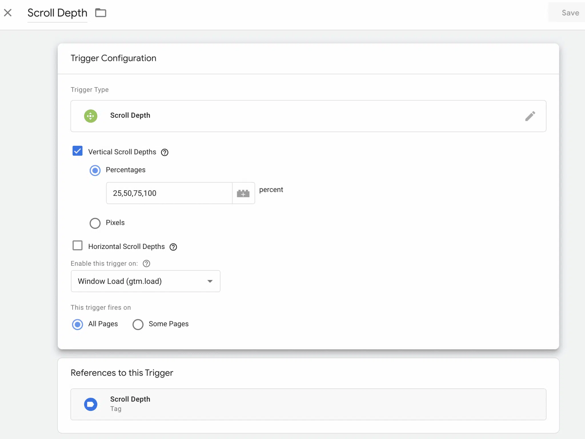 Google Tag Manager Scroll Depth Trigger