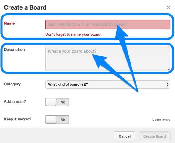 Pinterest - Create a board