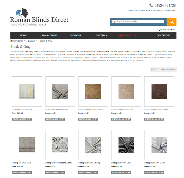 Roman Blinds Direct - Browser Media - UX Games