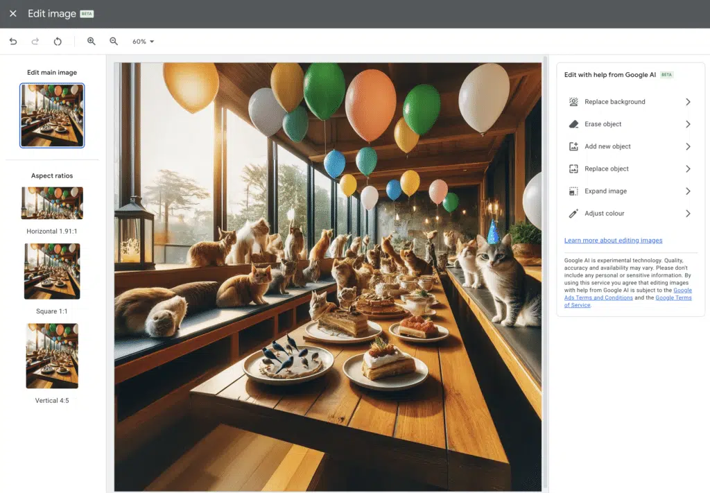 Google Ads GenAI remove from image