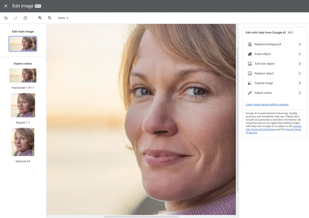 Google Ads GenAI human face