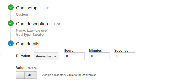 Setting up google analytics goals - Duration goal configuration - Browser Media