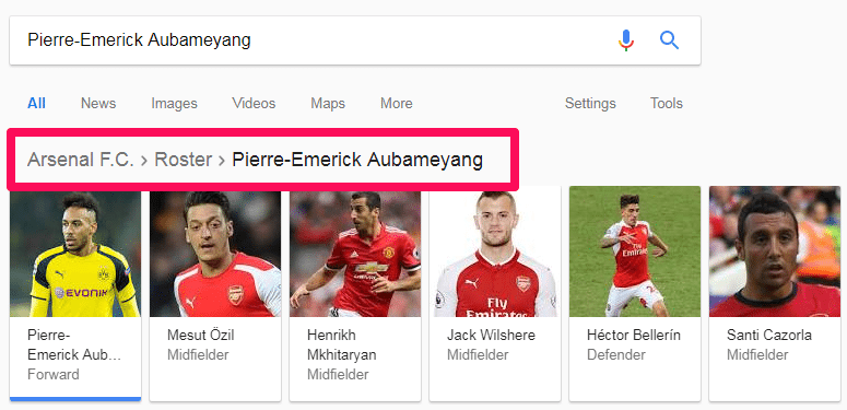 google search query breadcrumb 