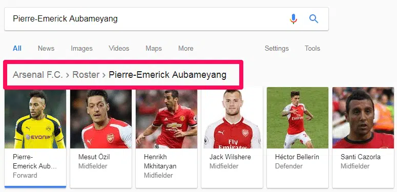 google search query breadcrumb 