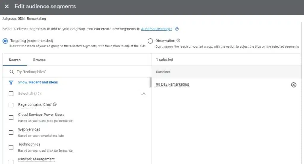 audience segment targeting and observation