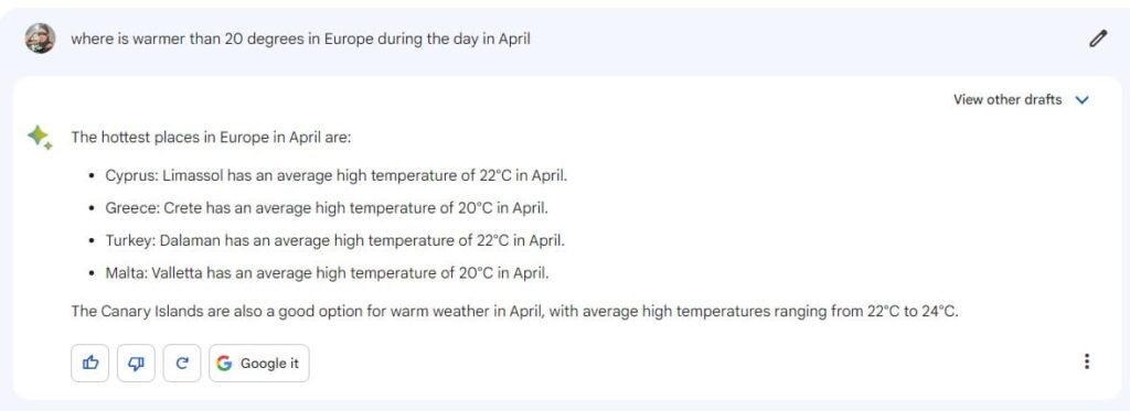 bard correct data about climate