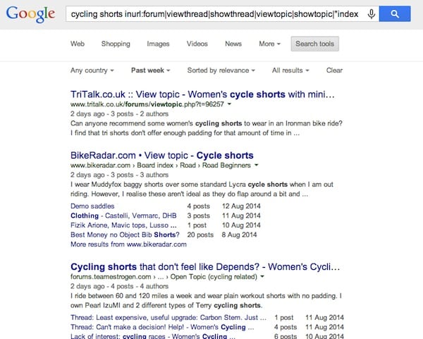 'cycling shorts' - Google Discussion Search Results