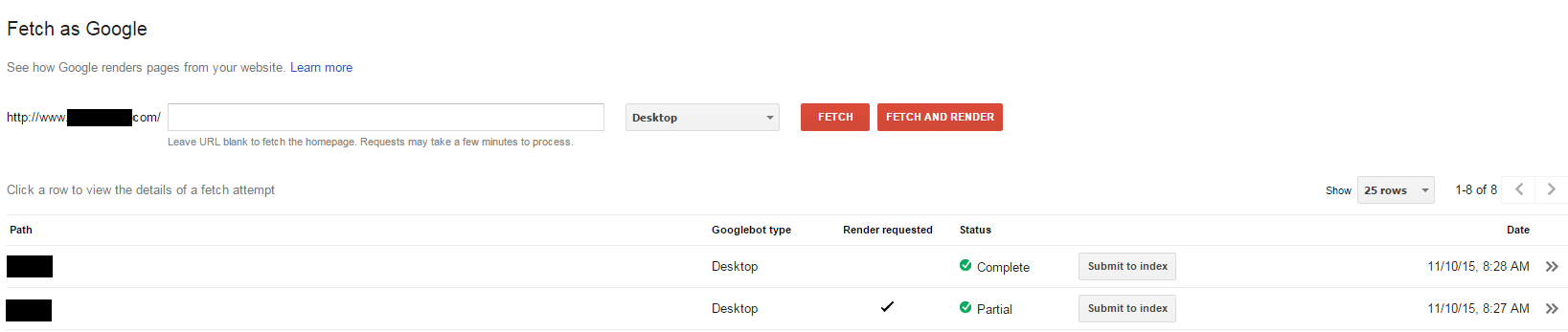 Google Fetch and Render - Browser Media
