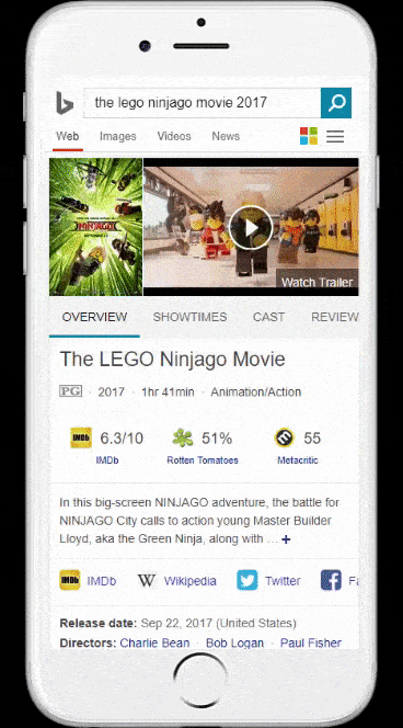gif of Bing's mobile tabs