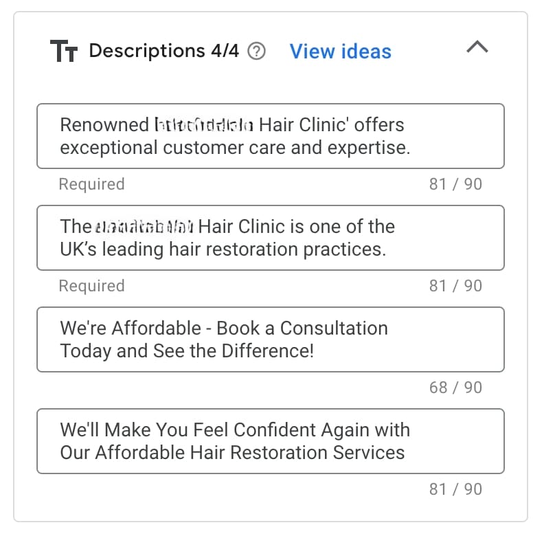 google ads ai generated descriptions