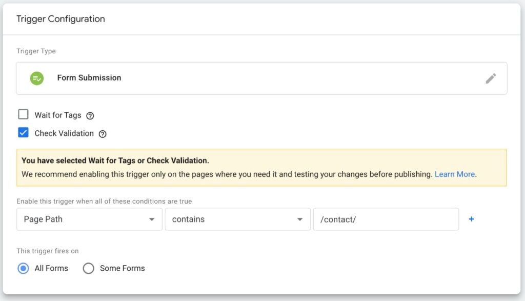 Google Tag Manager Form Submission Trigger
