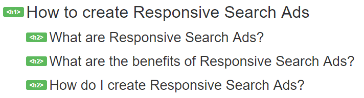 semantic heading markup in document outline