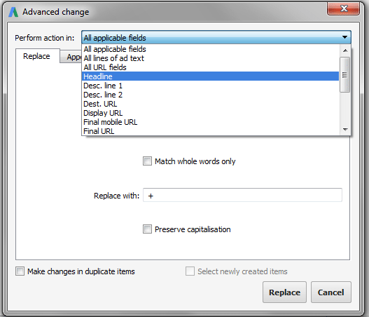 replace and append google editor