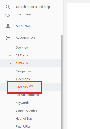AdWords sitelink report