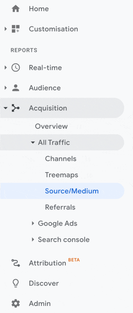 Universal Analytics traffic sources