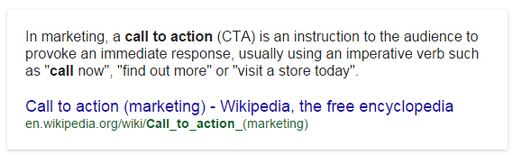 Wikipedia's definition of a Call To Action
