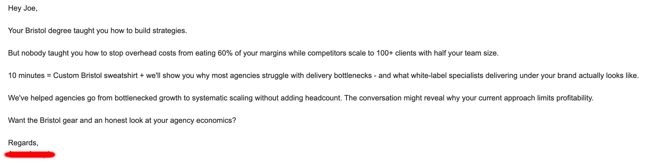 First cold outreach email